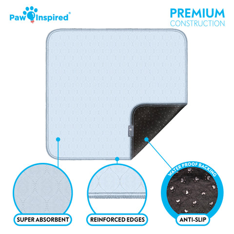 34"X36" Paw Inspired Extra Large Washable Puppy Training Pads, Reusable Dog Pads