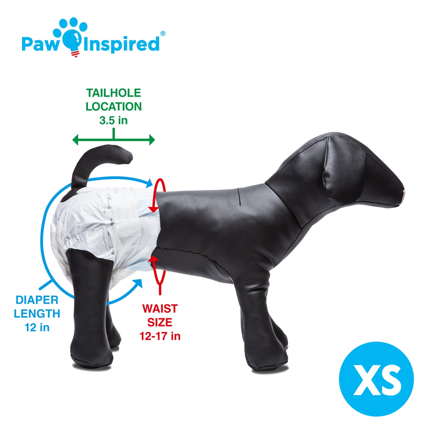 256ct Paw Inspired Ultra Protection Female Disposable Dog Diapers, X-Small, Bulk