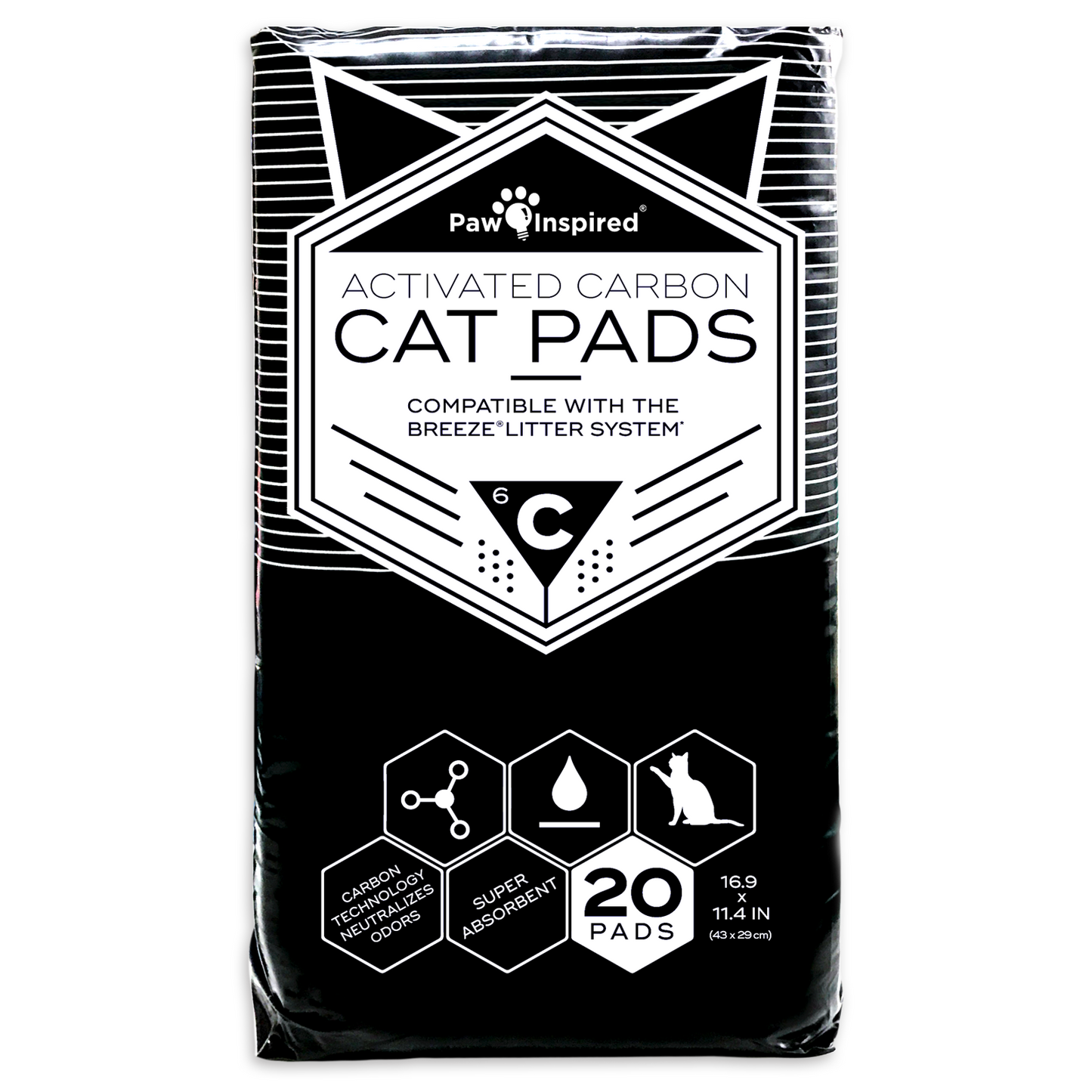 80ct Paw Inspired Activated Carbon Cat Pads for Breeze Tidy Cat Litter System 16.9" x 11.4"