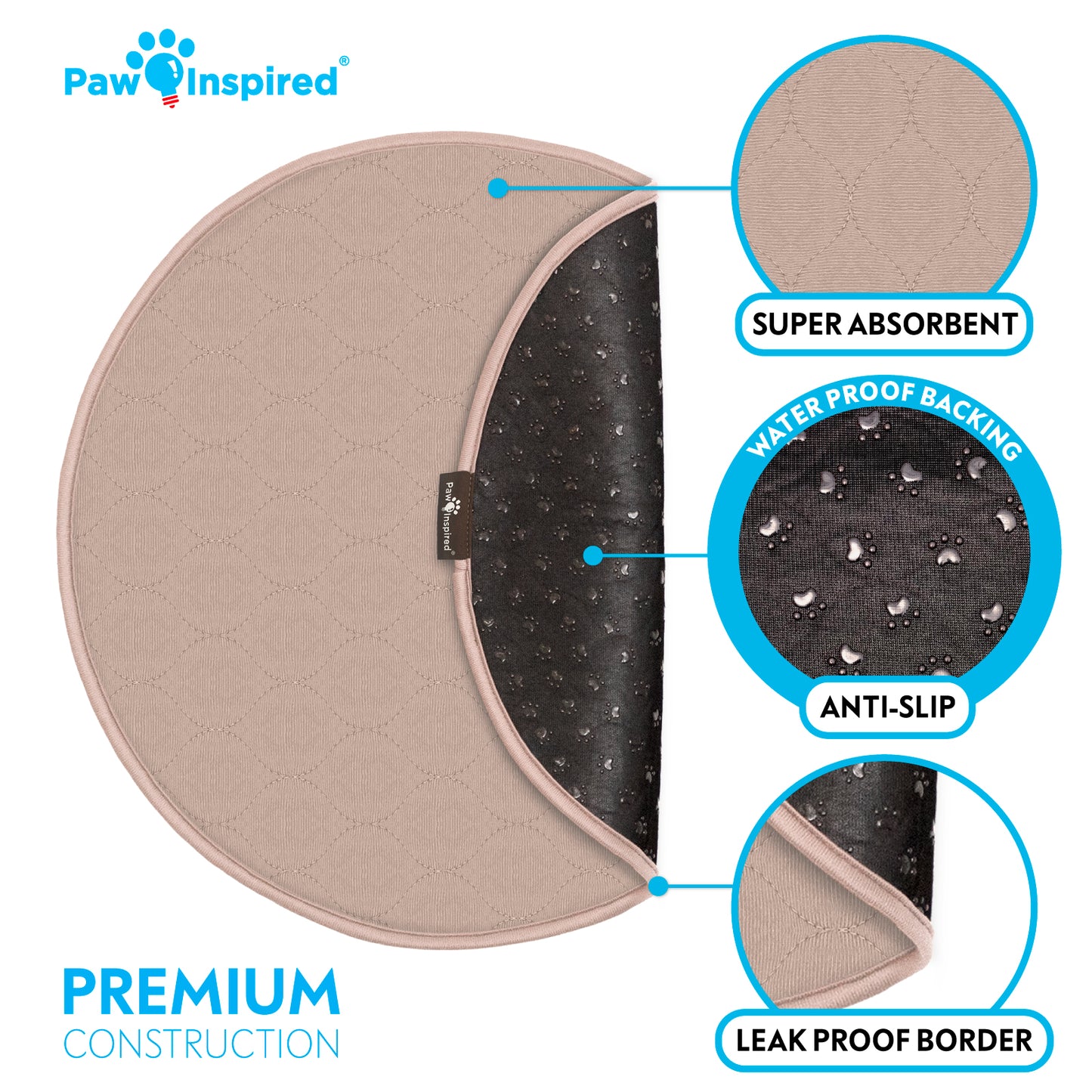 Paw Inspired Round Washable Pee Pads for Dogs
