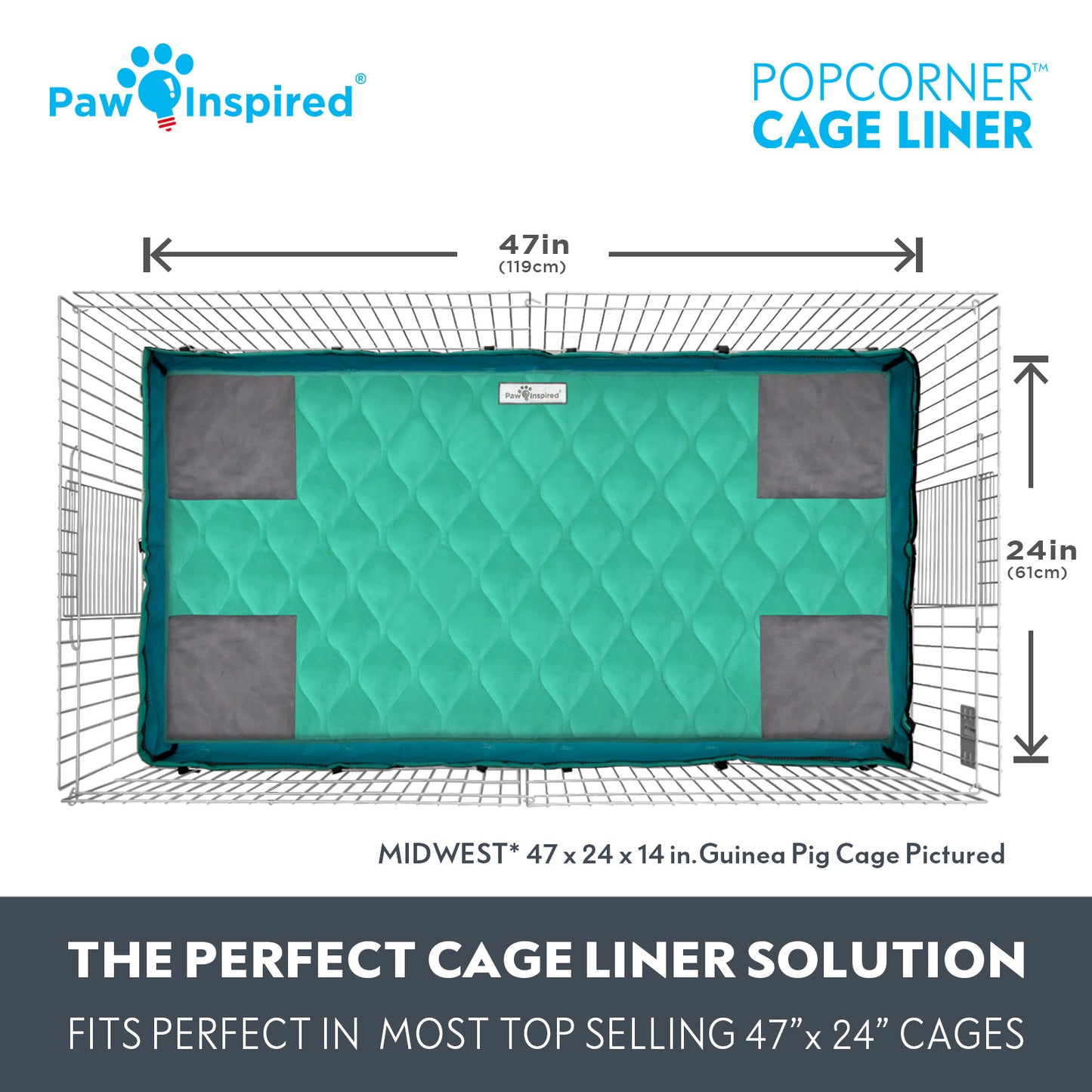 Paw Inspired® PopCorner Guinea Pig Cage Liners, Midwest