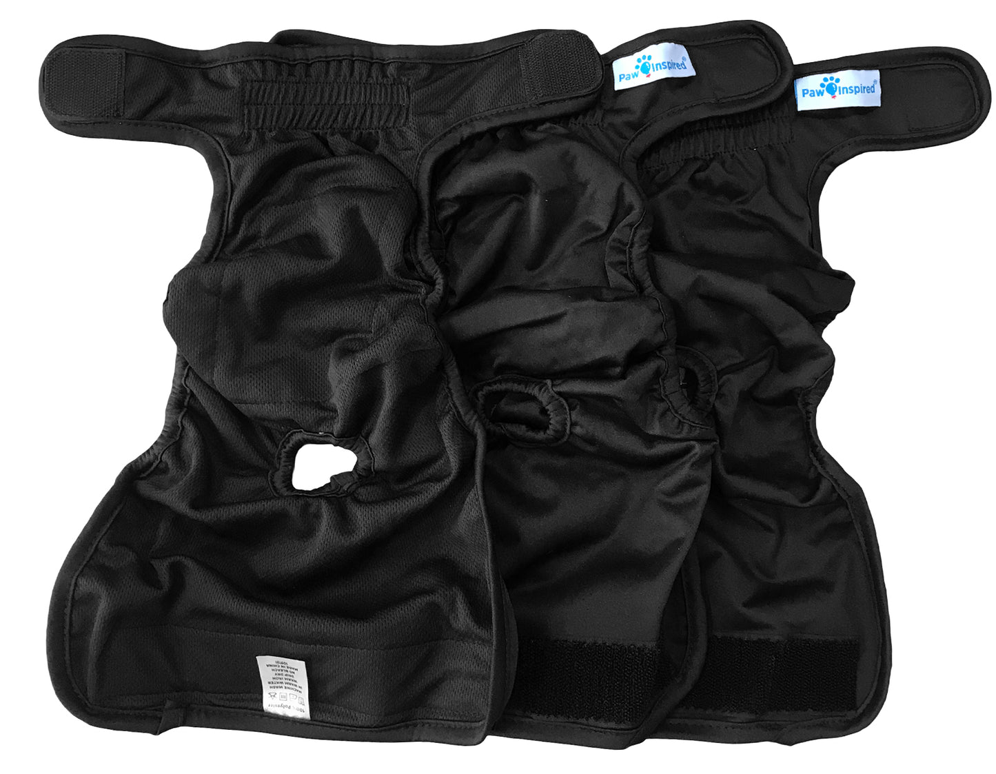 3ct Paw Inspired Ultra Protection Washable Dog Diapers, Reusable, Female, Black (Black Lining), Extra Small