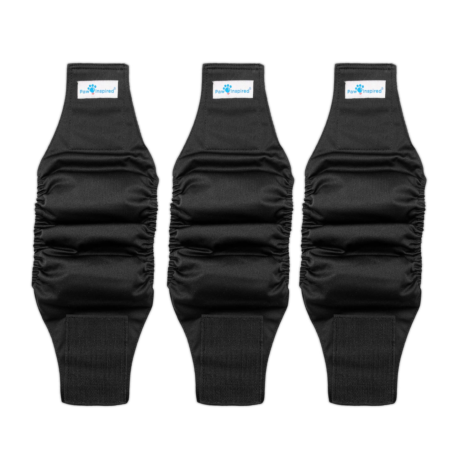 Paw Inspired Washable Male Dog Wraps Belly Band for Dogs (Black (Black Lining))