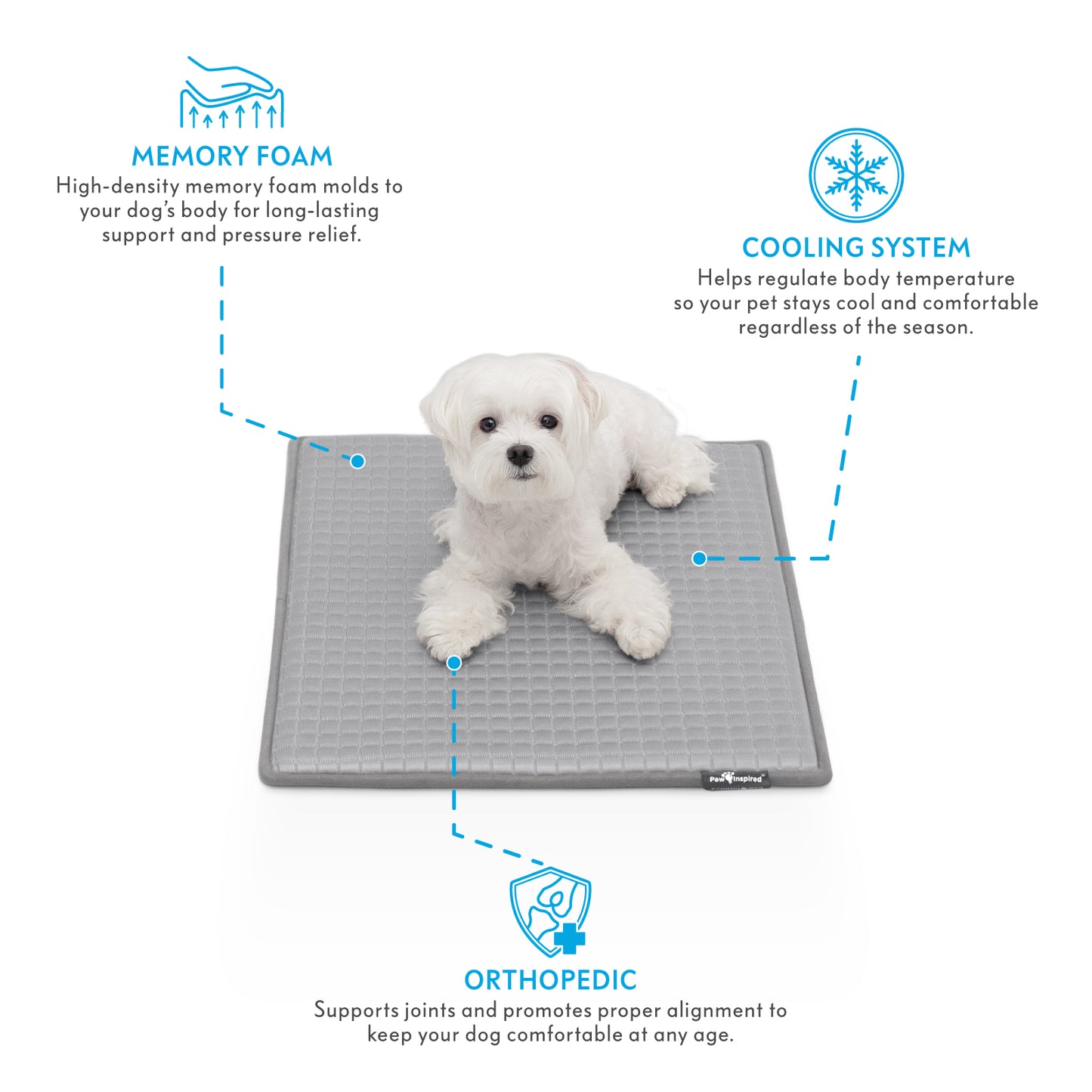Paw Inspired Cooling Orthopedic Crate Pad for Dogs