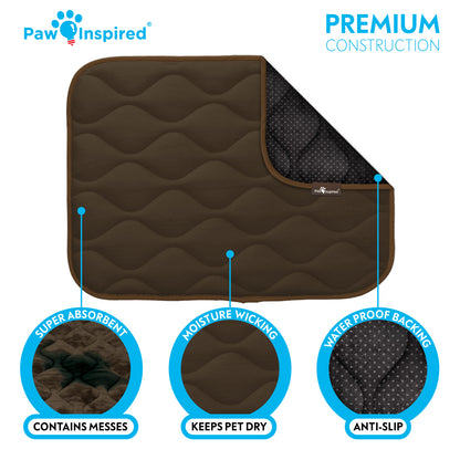 Paw Inspired® Washable Padded Crate Mats for Dogs (Dark Brown)