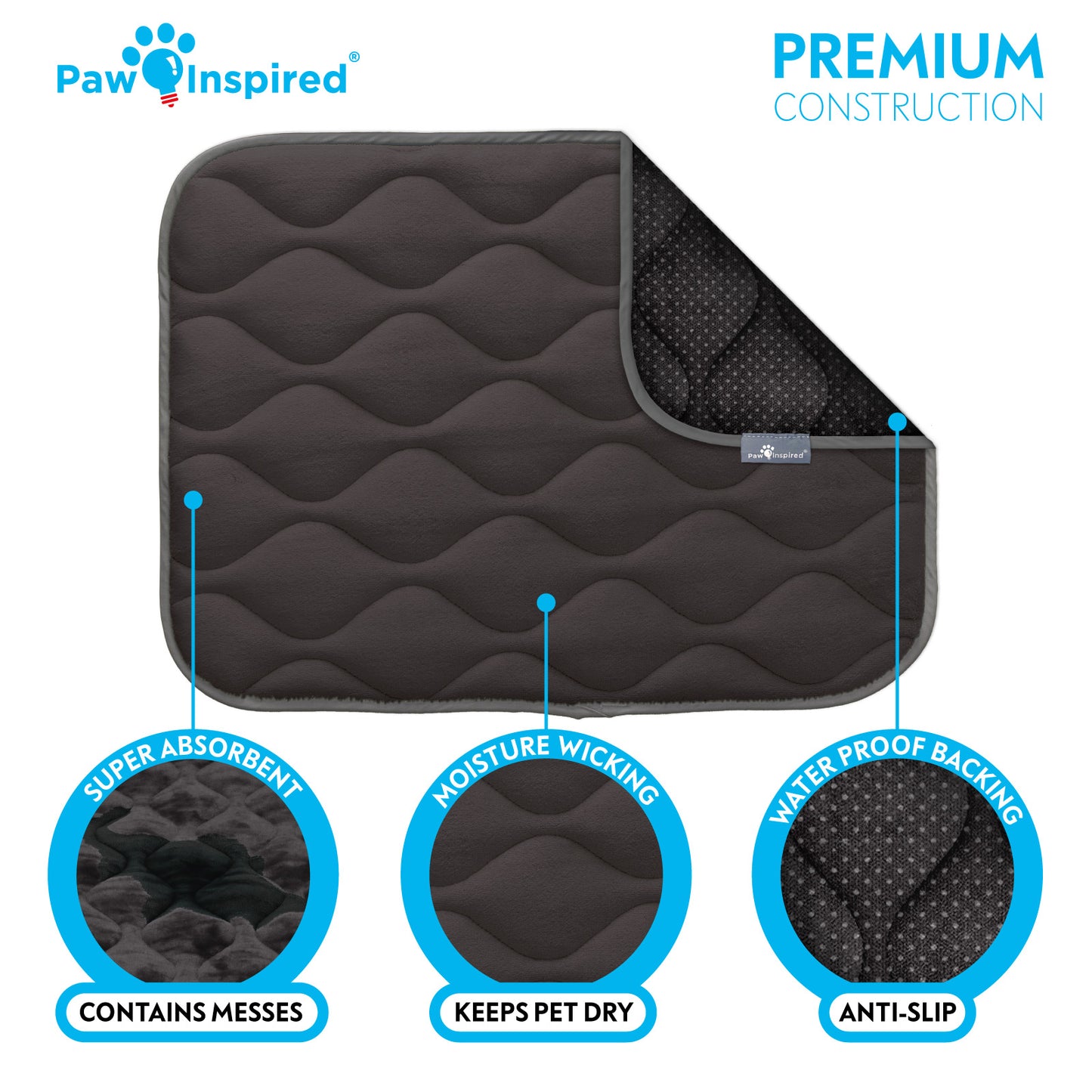 Paw Inspired® Washable Padded Crate Mats for Dogs (Gray)