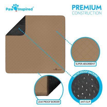 41x41" Paw Inspired Washable Puppy Training Pads, Reusable Dog Pads