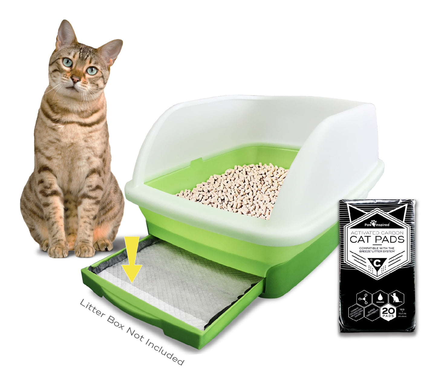 80ct Paw Inspired Activated Carbon Cat Pads for Breeze Tidy Cat Litter System 16.9" x 11.4"