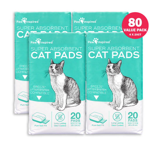 80ct Paw Inspired Generic Refill Cat Pads for Breeze Tidy Cat Litter System 16.9"x11.4"