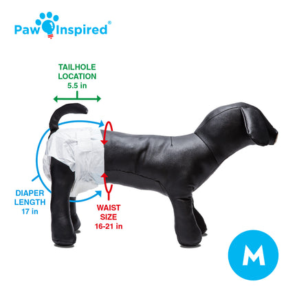 256ct Paw Inspired Ultra Protection Female Disposable Dog Diapers, Medium, Bulk