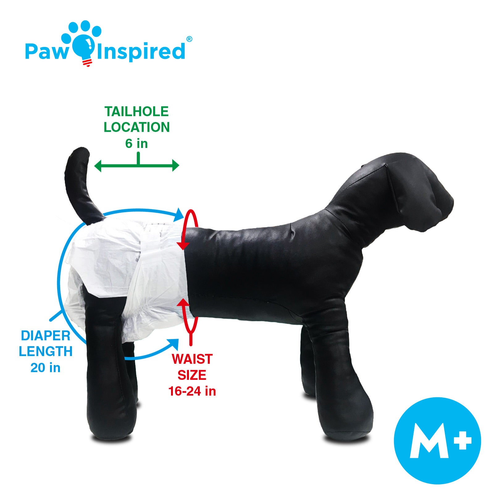 256ct Paw Inspired Ultra Protection Female Disposable Dog Diapers, Medium Plus, Bulk