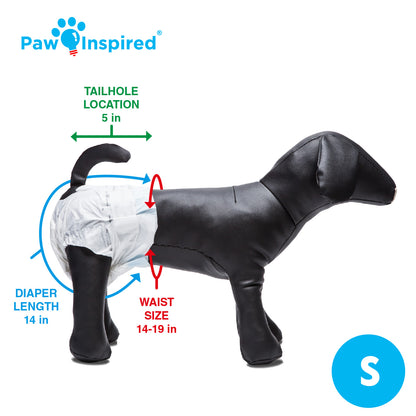 256ct Paw Inspired Ultra Protection Female Disposable Dog Diapers, Small, Bulk