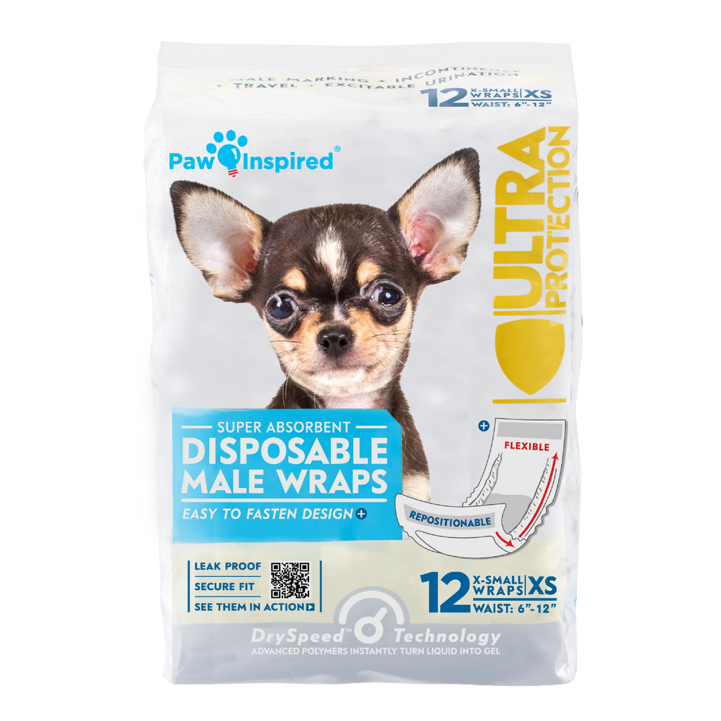 12ct Paw Inspired Ultra Protection Disposable Male Wraps Small
