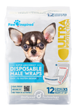 36ct Paw Inspired Ultra Protection Disposable Male Wraps (Belly Bands) Bulk, X-Small