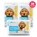 36ct Paw Inspired Ultra Protection Disposable Male Wraps (Belly Bands) Bulk, Small