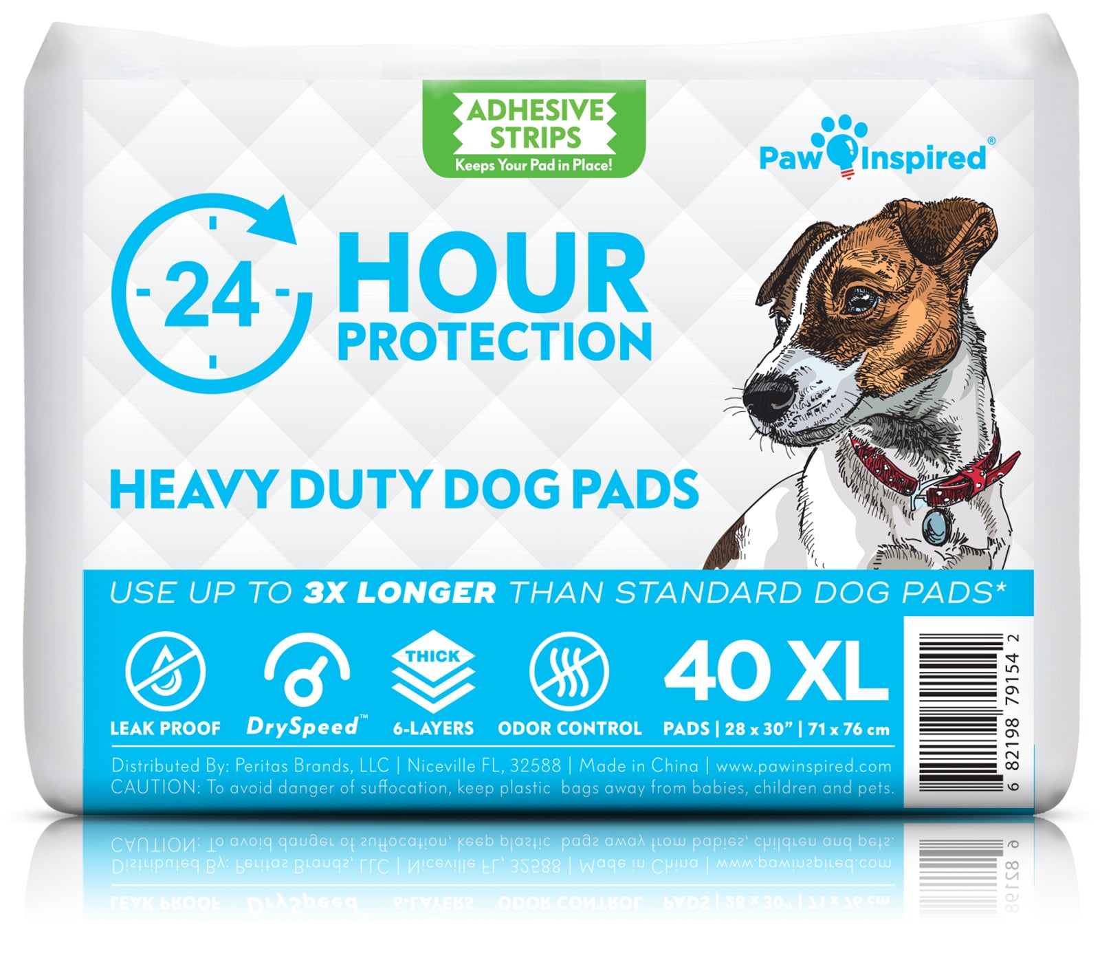 40ct Paw Inspired Heavy Duty 24hr Protection Extra Large Adhesive Puppy Pads