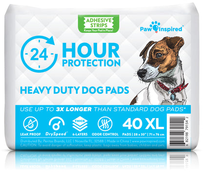 40ct Paw Inspired Heavy Duty 24hr Protection Extra Large Adhesive Puppy Pads