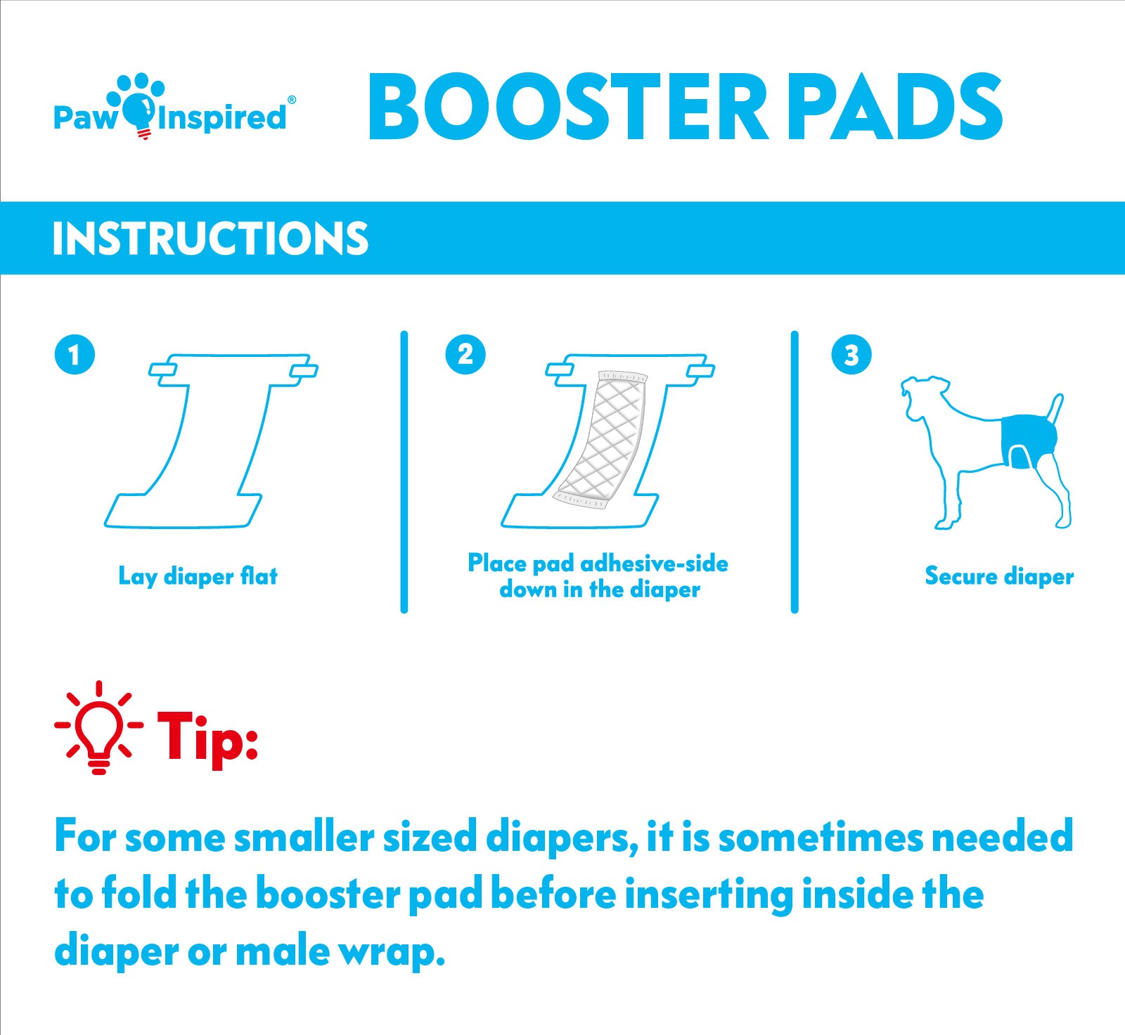 30ct Paw Inspired Dog Diaper Booster Pads
