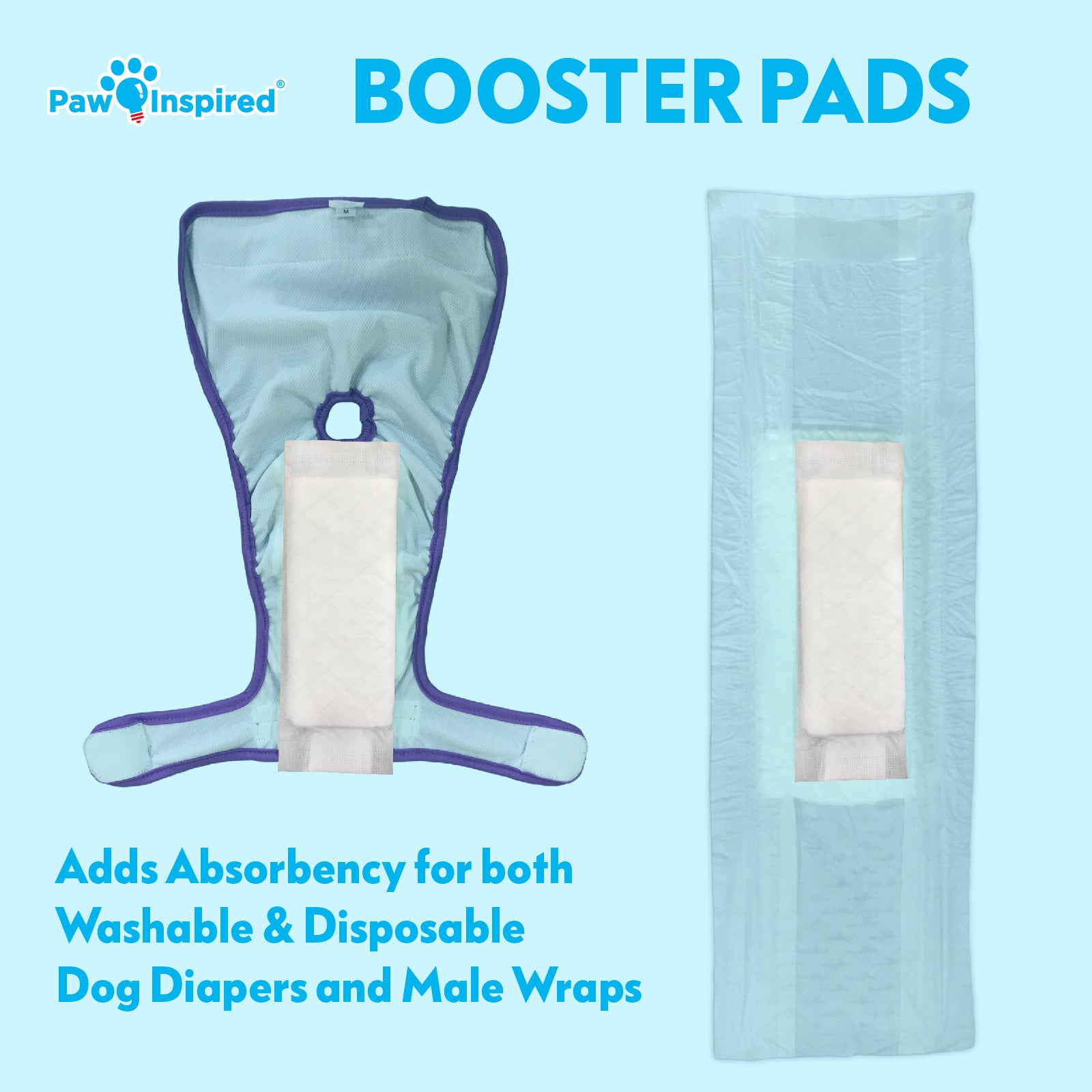 30ct Paw Inspired Dog Diaper Booster Pads