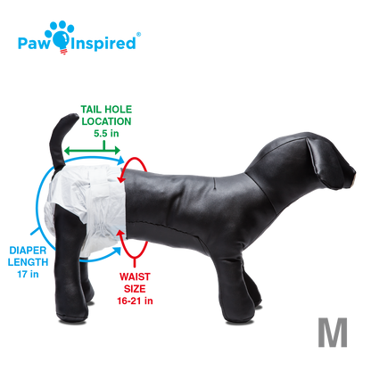32ct Paw Inspired Ultra Protection Female Disposable Dog Diapers, Medium