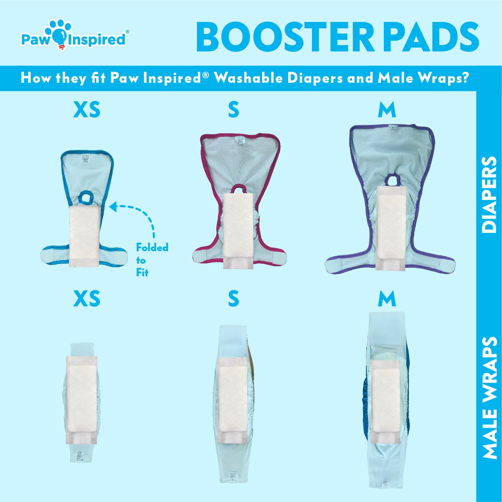 30ct Paw Inspired Dog Diaper Booster Pads