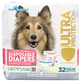 32ct Paw Inspired Ultra Protection Female Disposable Dog Diapers, Medium Plus