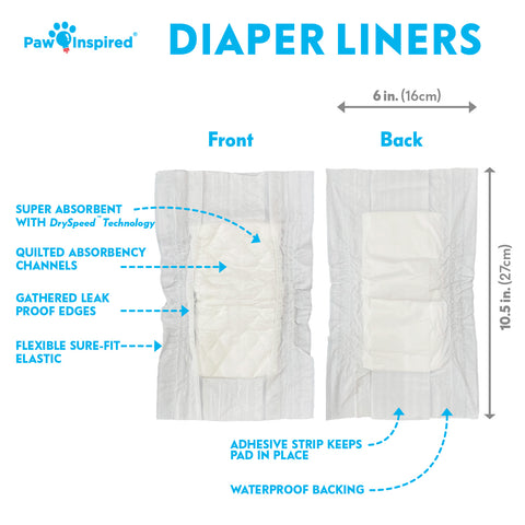 30ct Paw Inspired Dog Diaper Liners