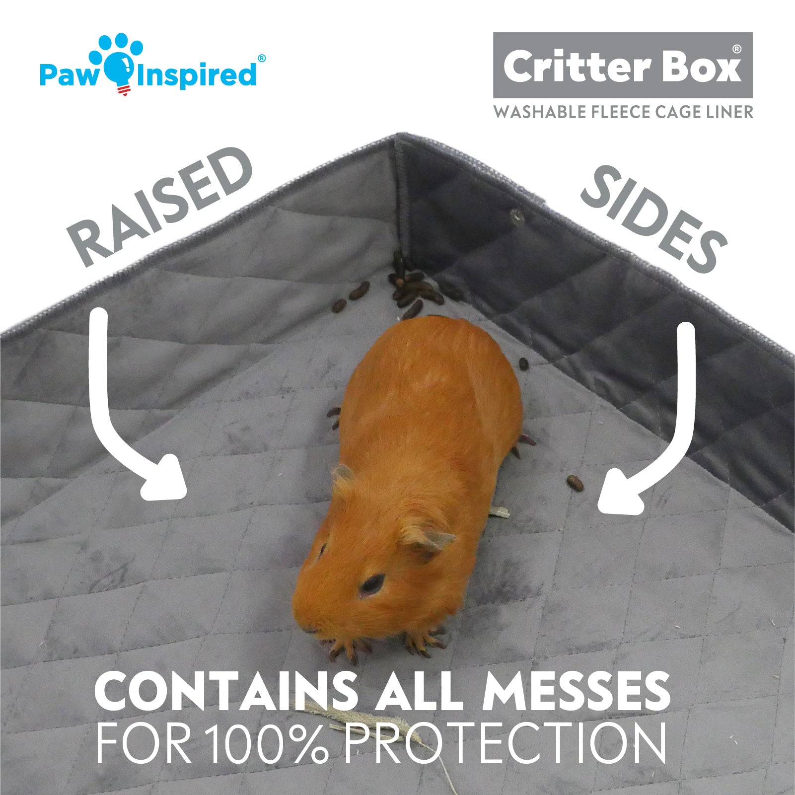 Paw Inspired Critter Box® Washable Guinea Pig Cage Liners, C&C 2X3