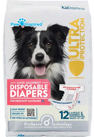 144ct Paw Inspired Ultra Protection Female Disposable Dog Diapers, Large