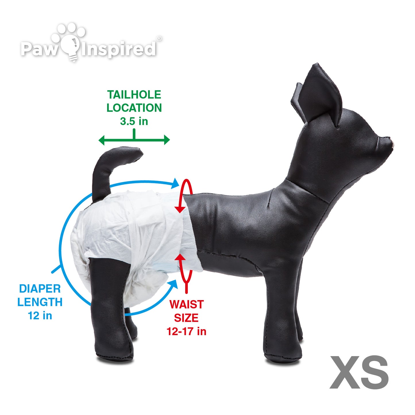32ct Paw Inspired Ultra Protection Female Disposable Dog Diapers, Extra Small