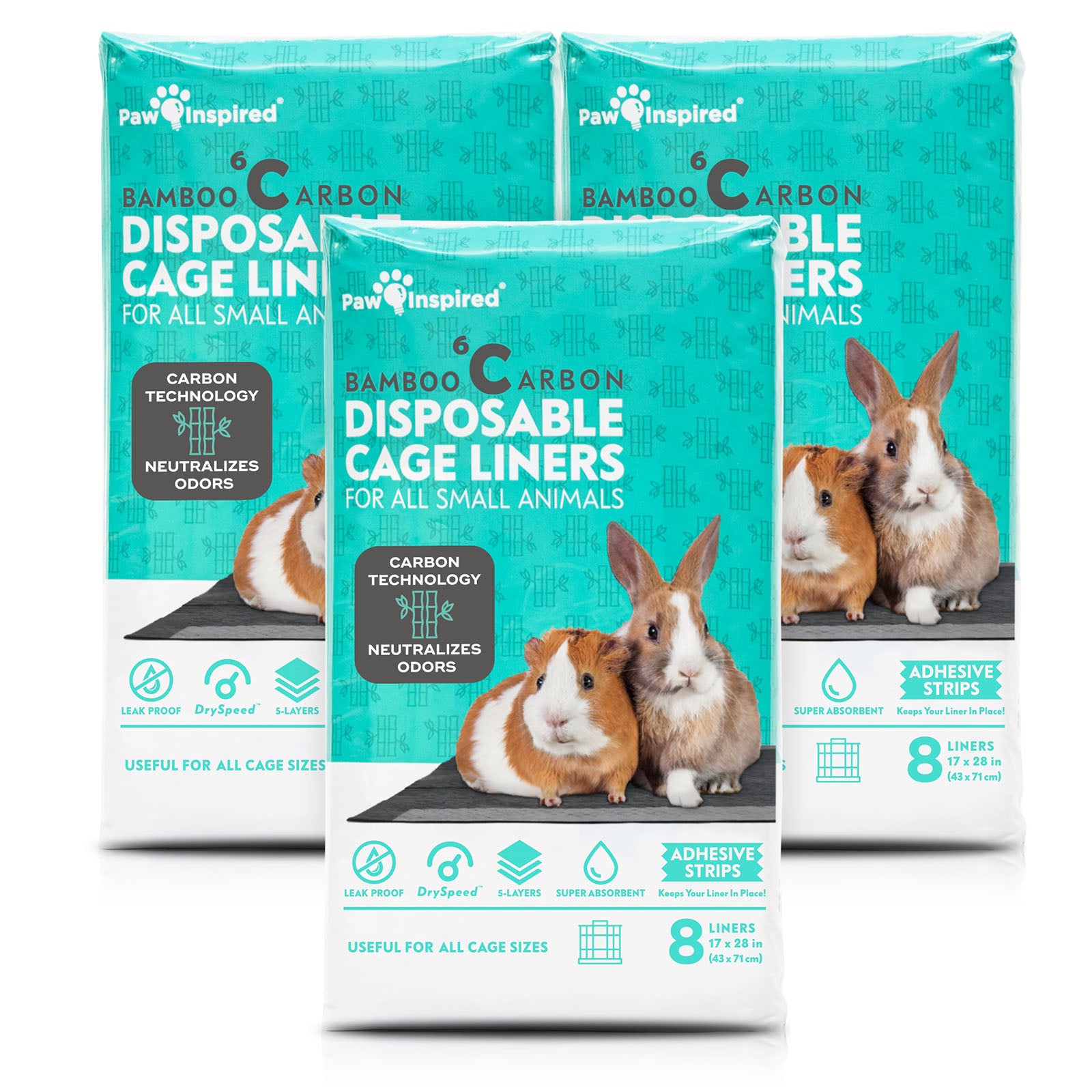 24ct Paw Inspired Disposable Guinea Pig Cage Liners, 17”x28”
