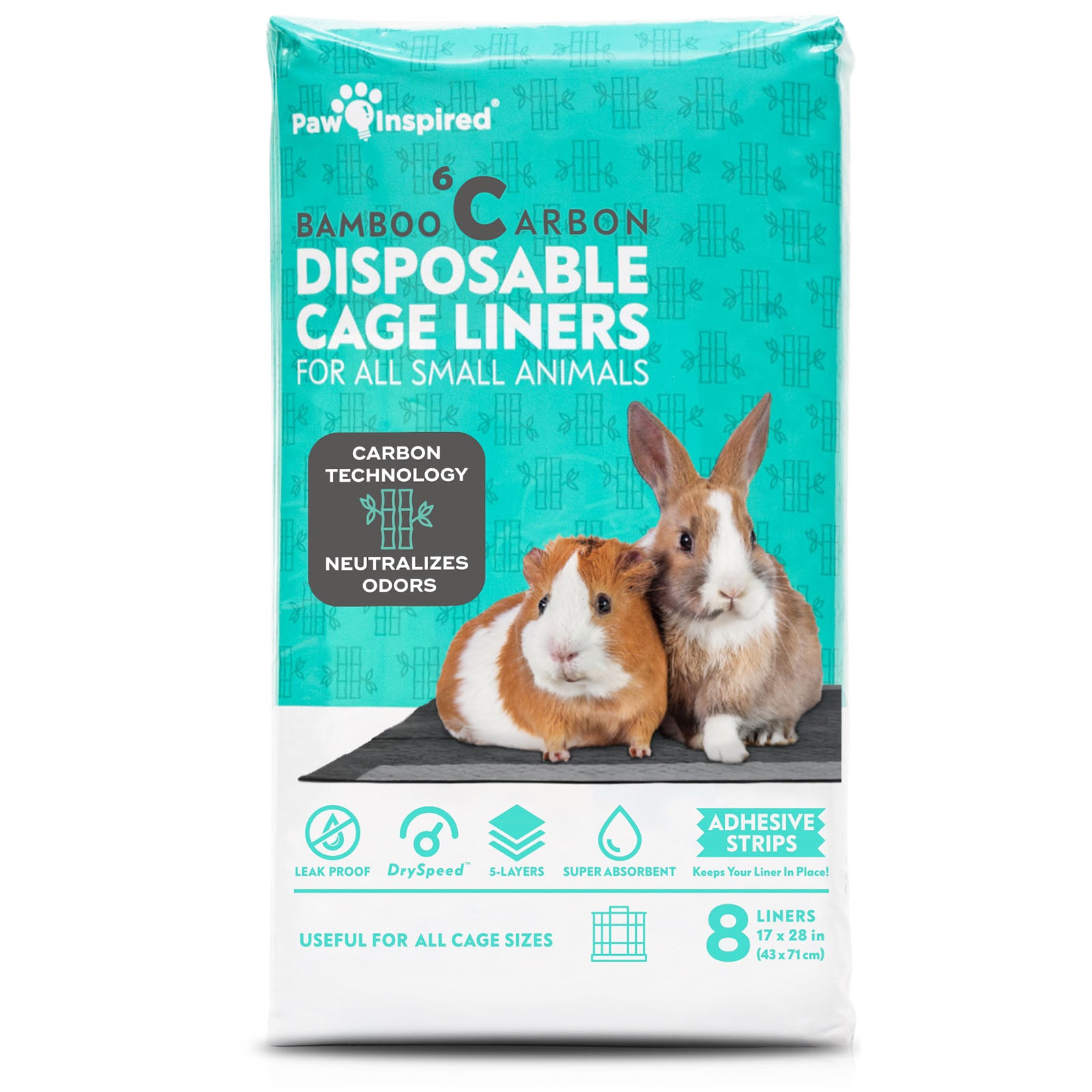 8ct Paw Inspired Disposable Guinea Pig Cage Liners 17”x28”