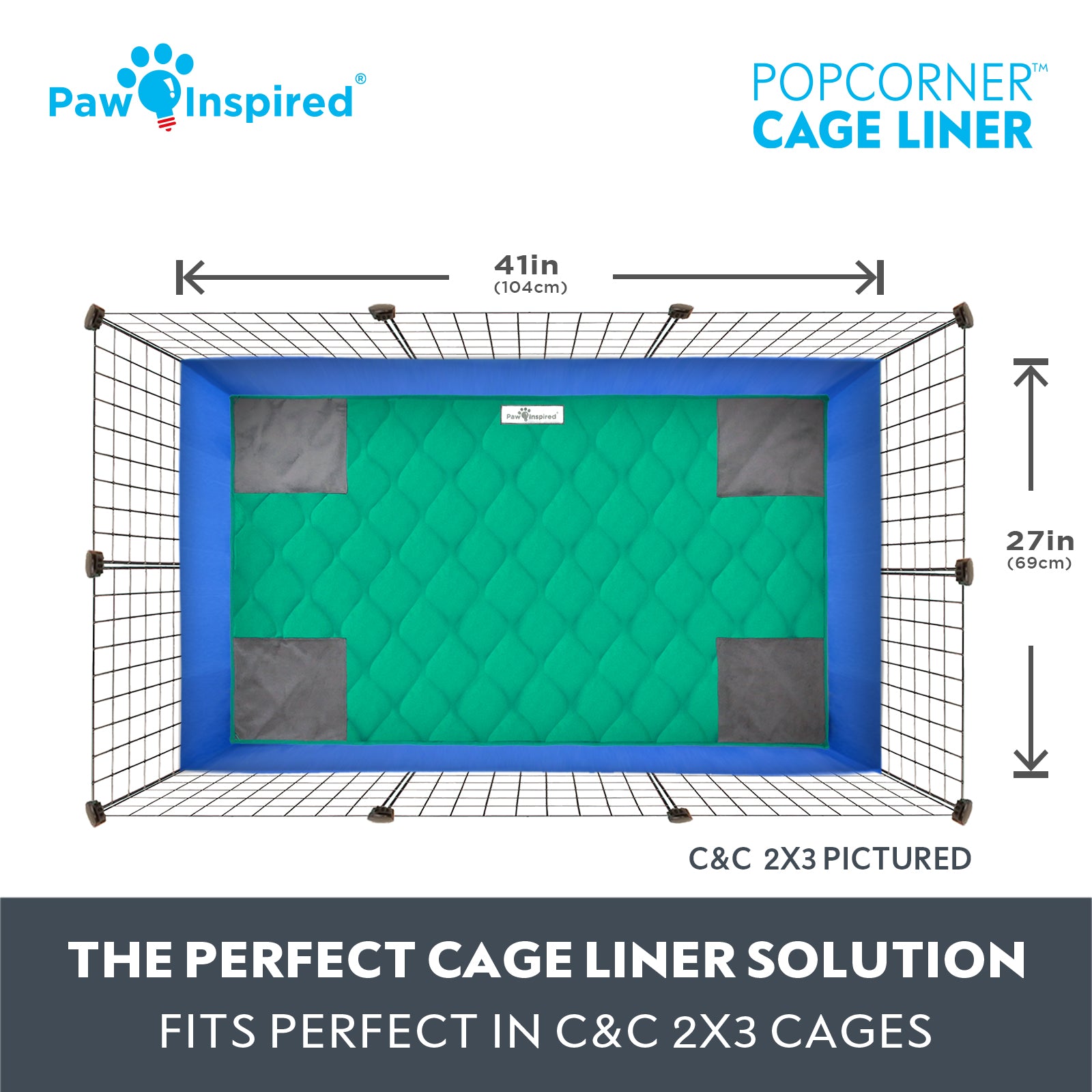 Paw Inspired® PopCorner Guinea Pig Cage Liners, C&C 2X3