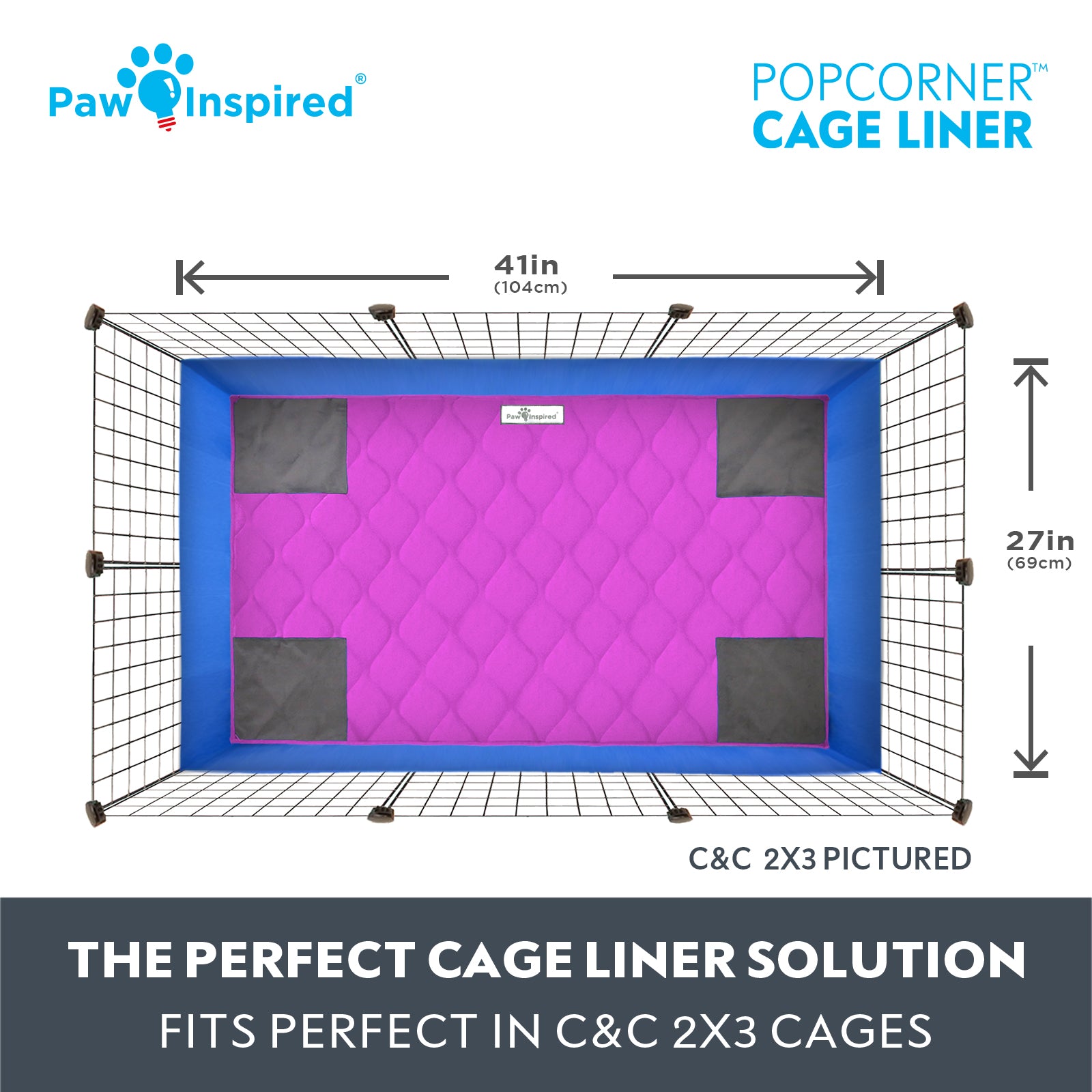 Paw Inspired® PopCorner Guinea Pig Cage Liners, C&C 2X3