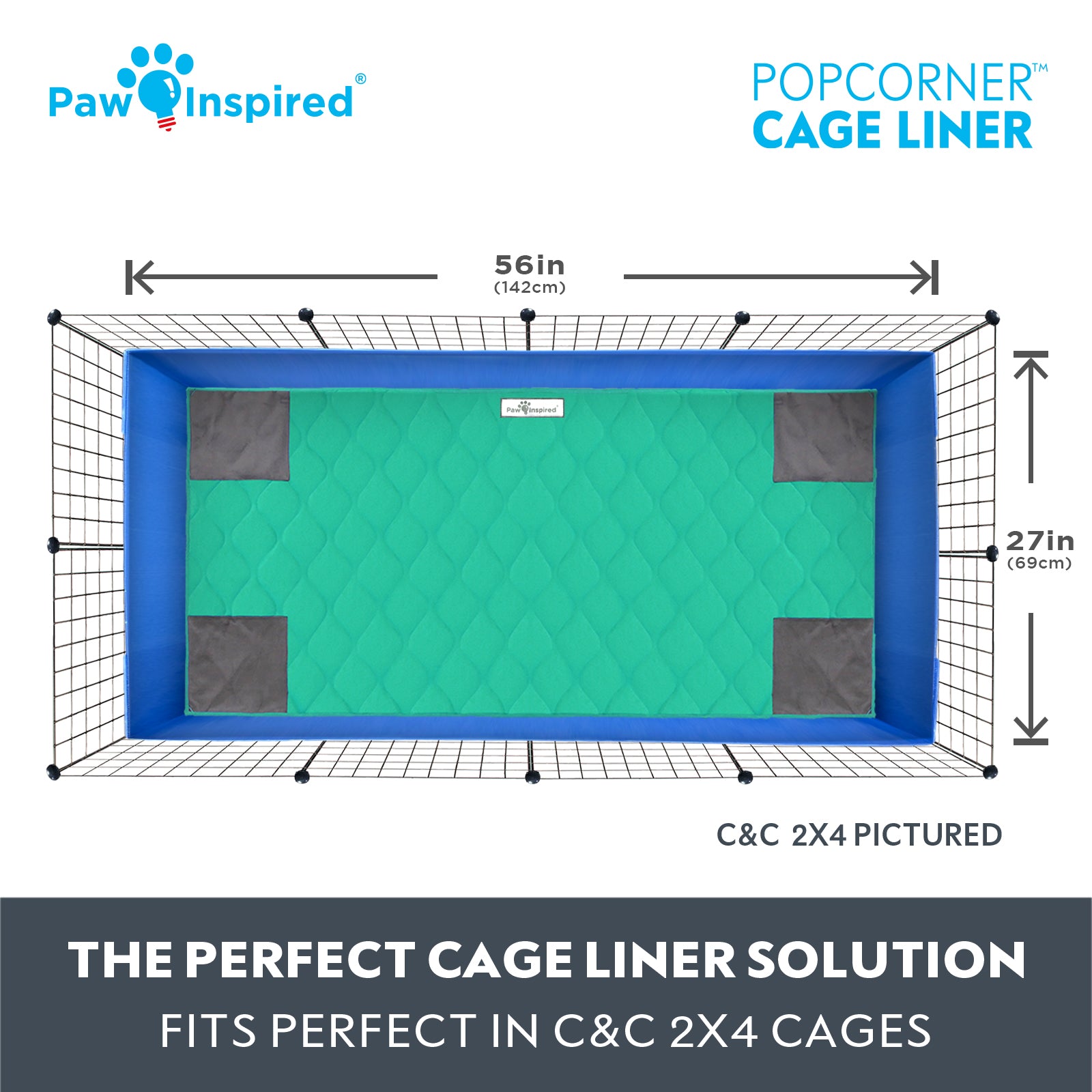 Paw Inspired® PopCorner Guinea Pig Cage Liners, C&C 2X4
