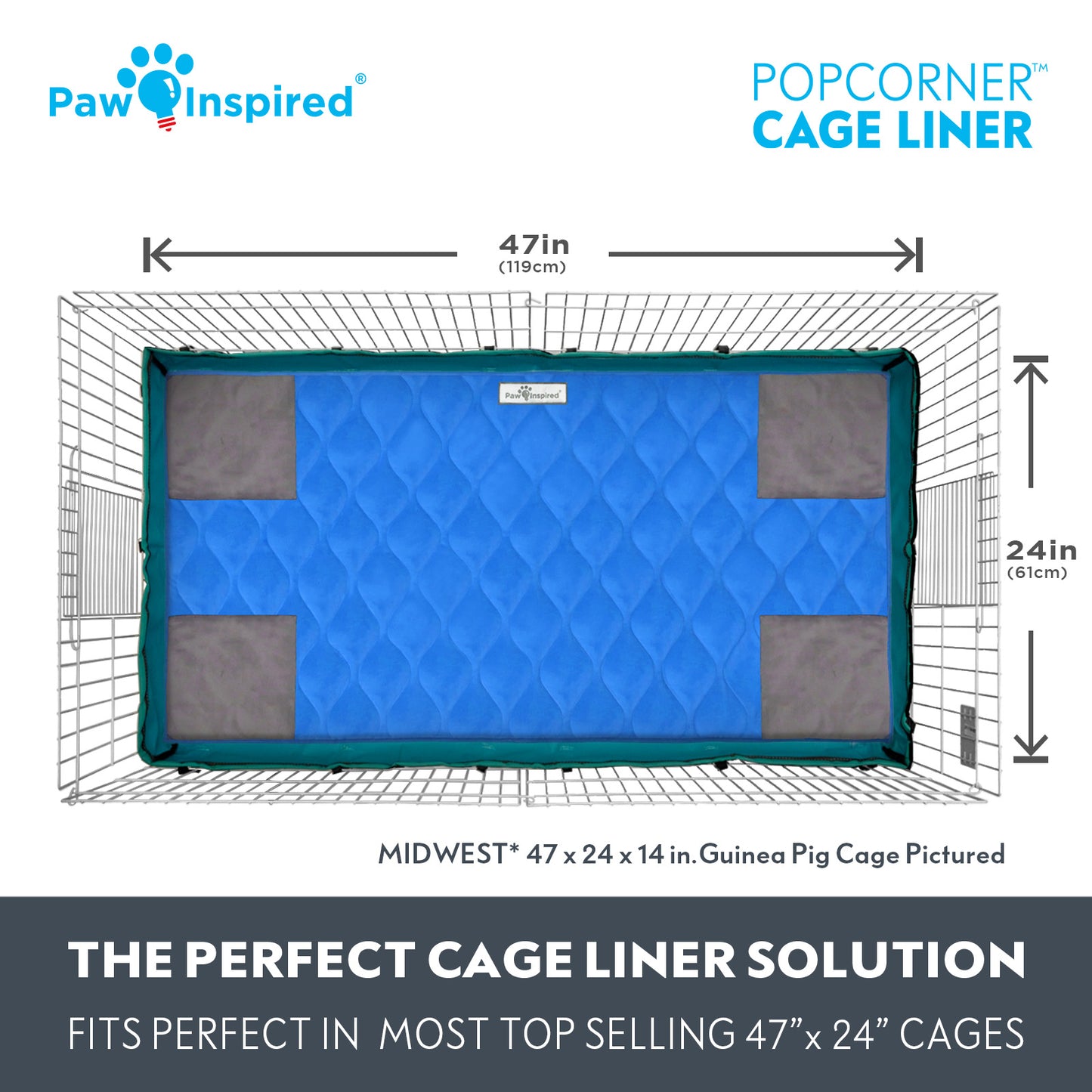 Paw Inspired® PopCorner Guinea Pig Cage Liners, Midwest