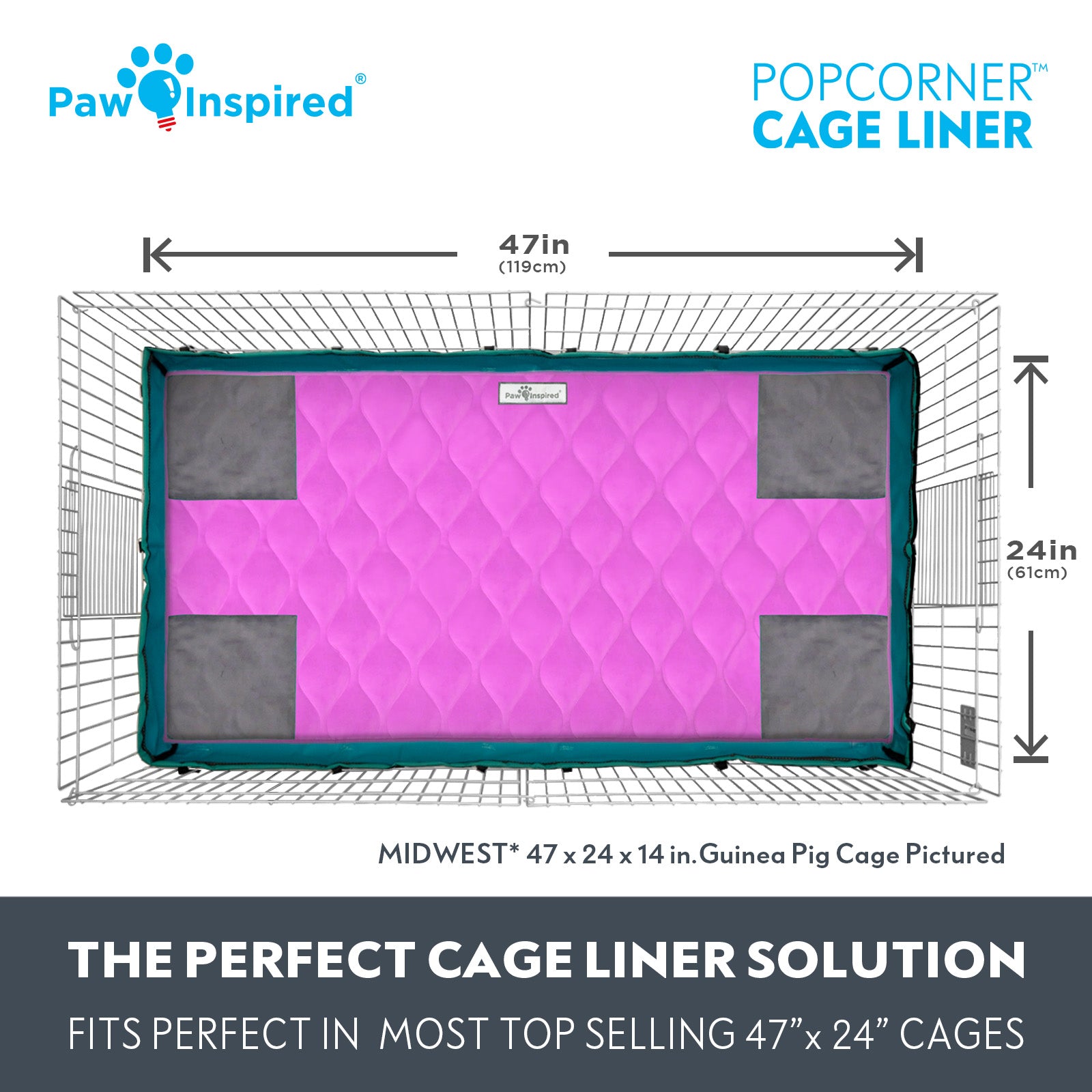 Paw Inspired® PopCorner Guinea Pig Cage Liners, Midwest