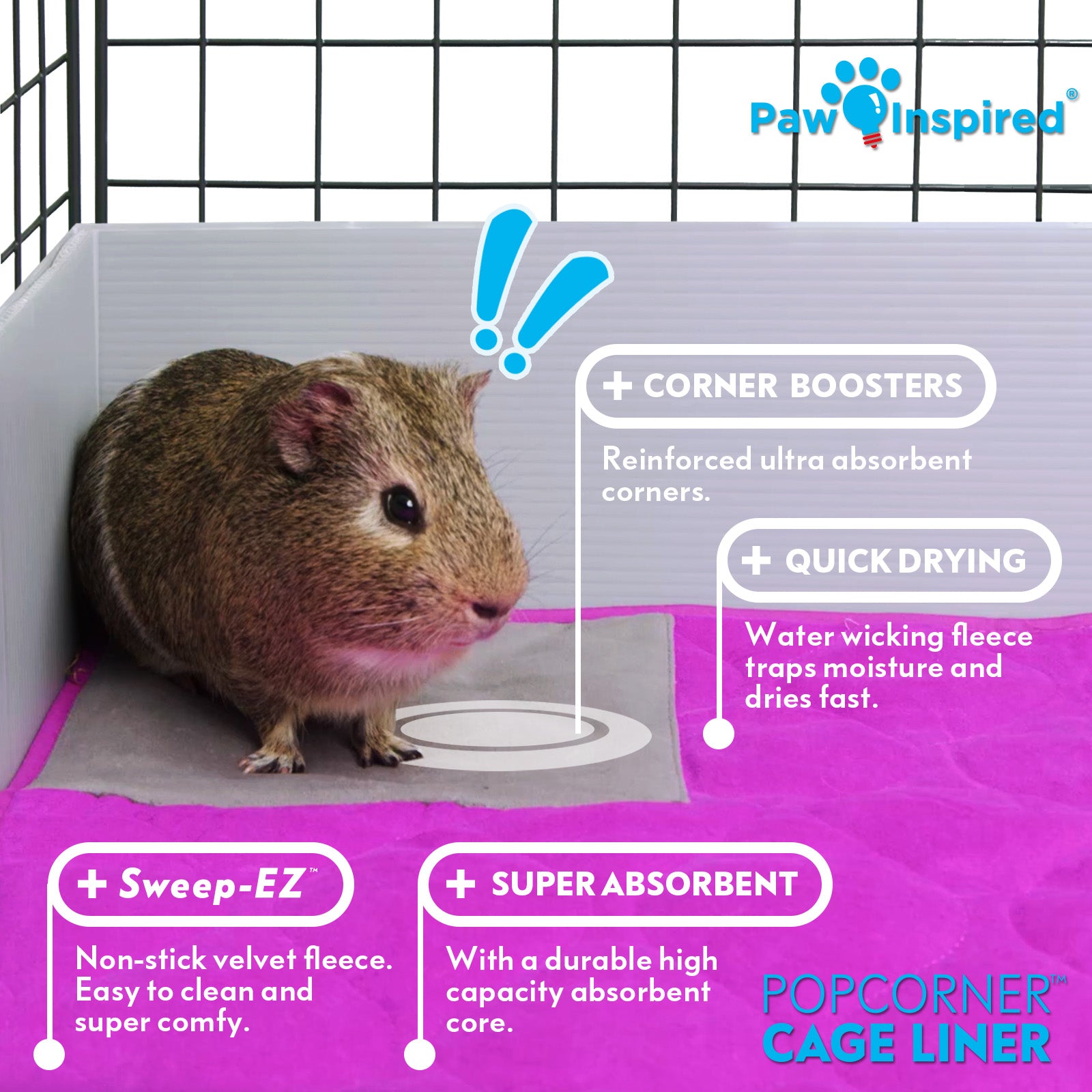 Paw Inspired® PopCorner Guinea Pig Cage Liners, C&C 2X3