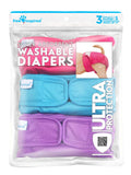 3ct Paw Inspired Ultra Protection Washable Dog Diapers, Reusable, Female, Assorted (White Lining), Small