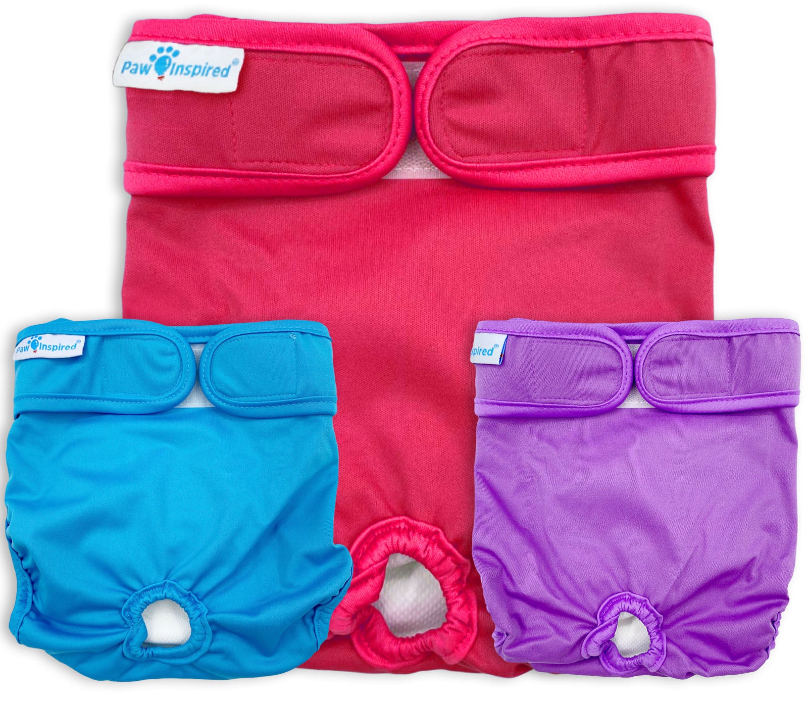 3ct Paw Inspired Ultra Protection Washable Dog Diapers, Reusable, Female, Extra Small