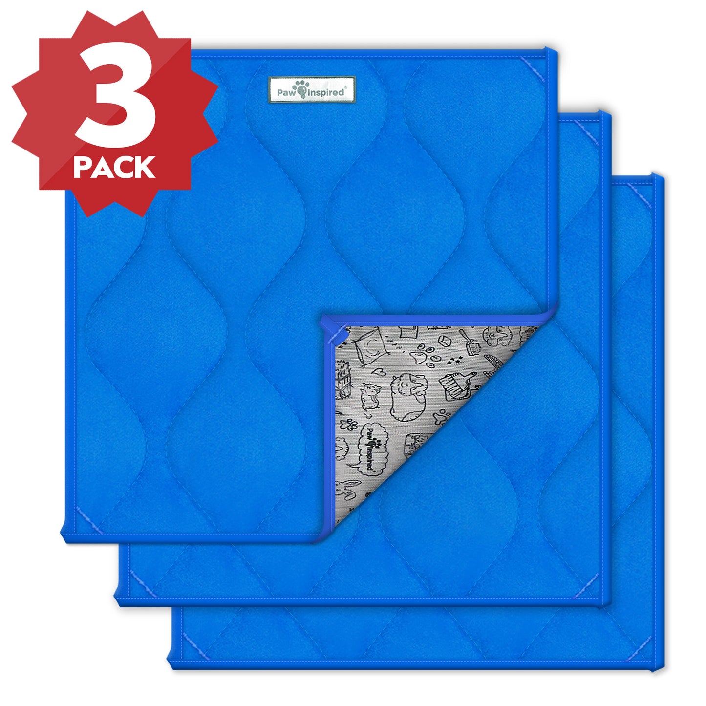 3ct Paw Inspired Washable 12”x12” Guinea Pig Liner Pads
