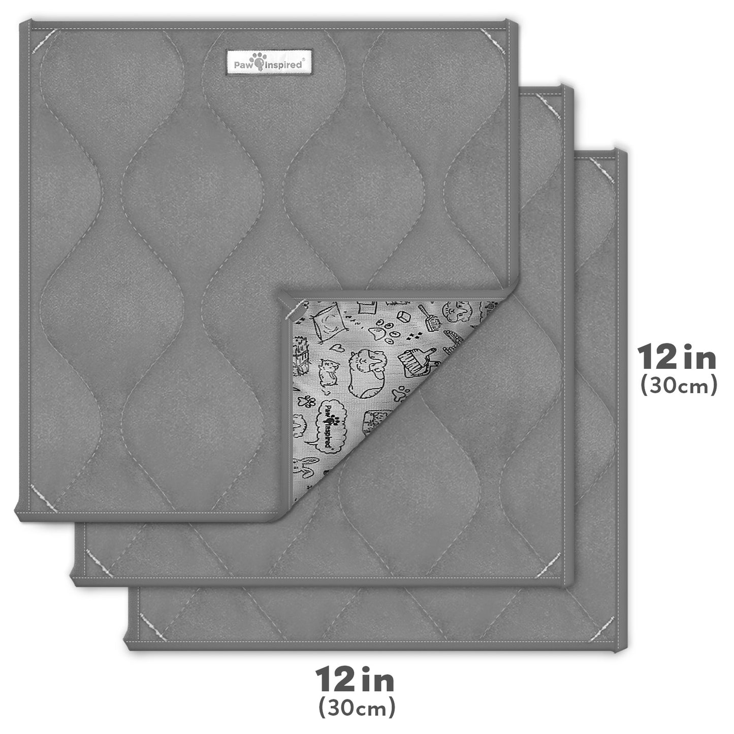 3ct Paw Inspired Washable 12”x12” Guinea Pig Liner Pads