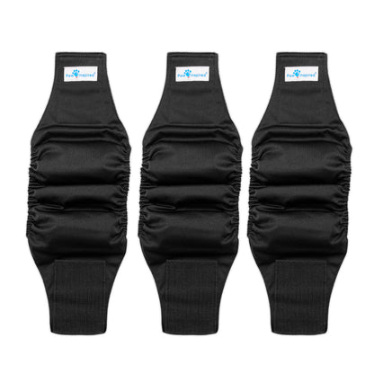 Paw Inspired Washable Male Dog Wraps Belly Band for Dogs (Black (Black Lining))