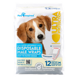 144ct Paw Inspired Ultra Protection Disposable Male Wraps (Belly Bands) Bulk, Medium