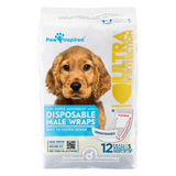 12ct Paw Inspired Ultra Protection Disposable Male Wraps (Belly Bands) Bulk, Small
