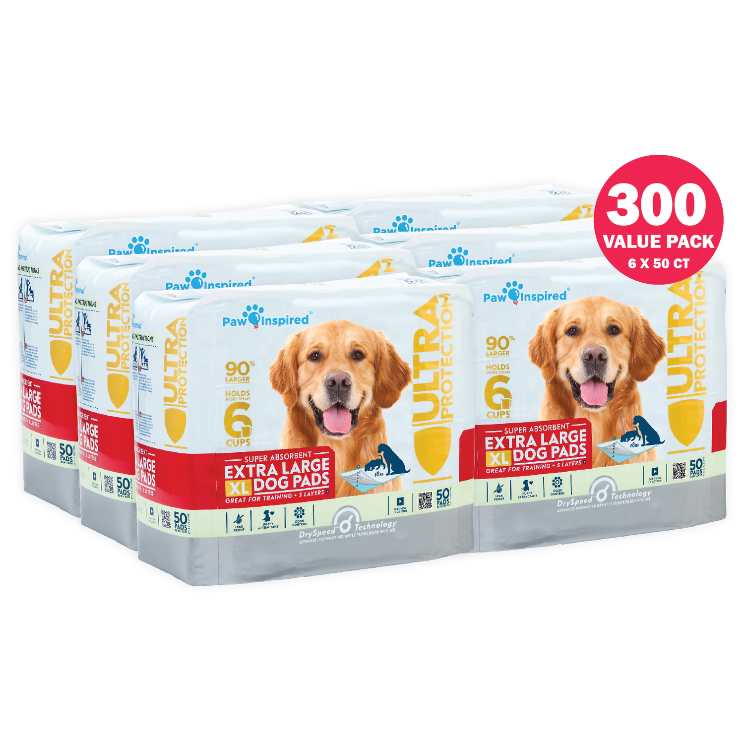 300ct Paw Inspired Ultra Protection XL Puppy Training Pads