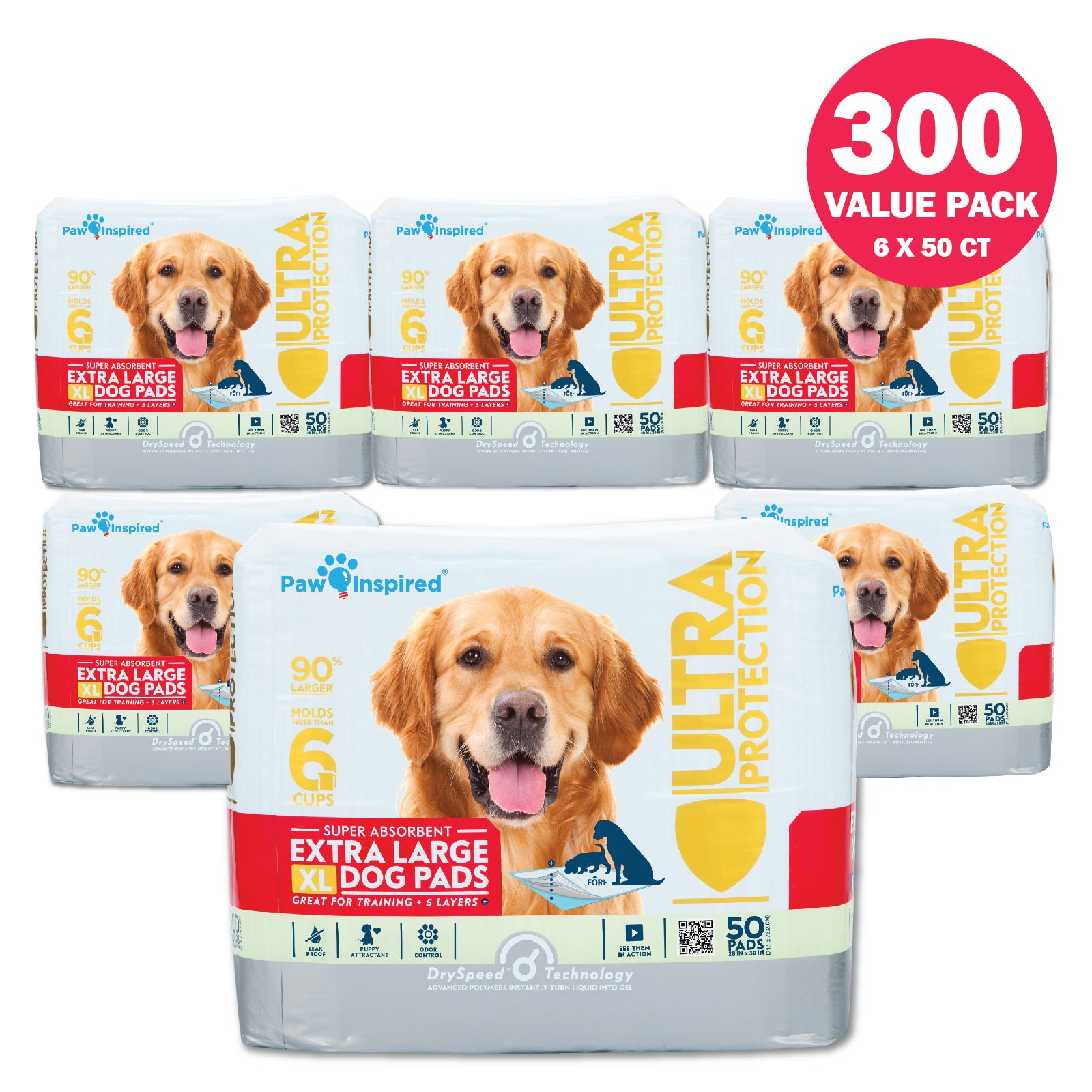 300ct Paw Inspired Ultra Protection XL Puppy Training Pads