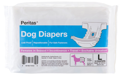 12ct Peritas Female Disposable Dog Diapers, Large