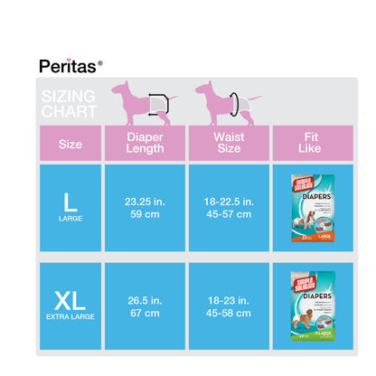 12ct Peritas Female Disposable Dog Diapers, Large