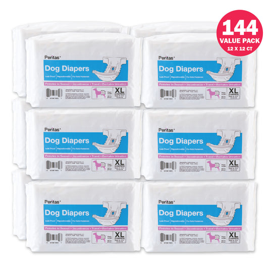 144ct Peritas Female Disposable Dog Diapers, Extra Large